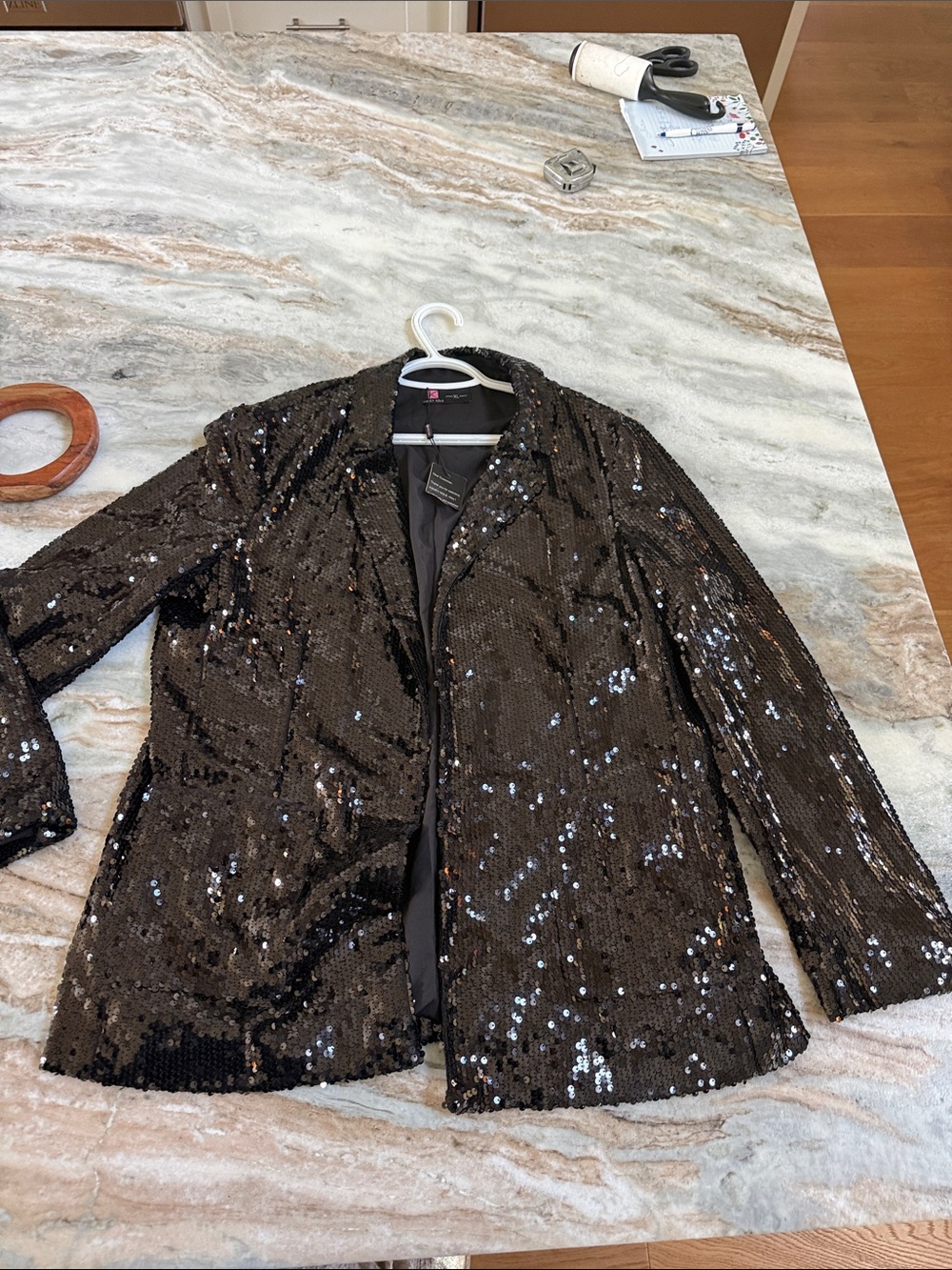 KANCY KOLE new w/ Tags black sequined blazer coat women’s XL